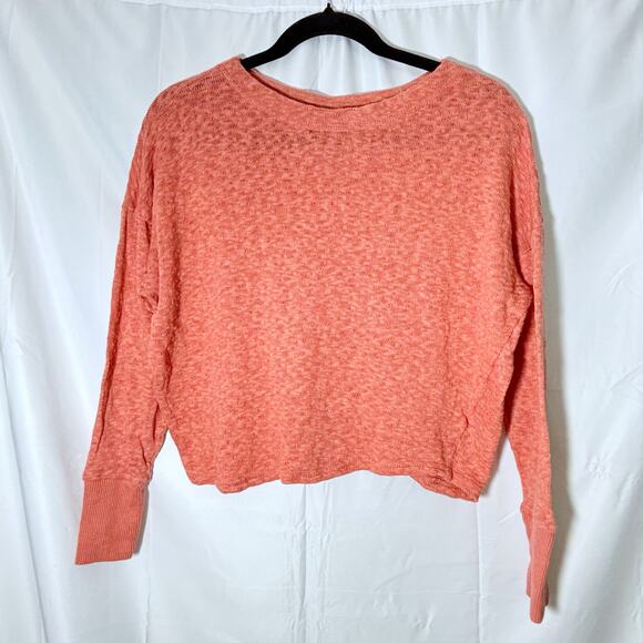 Anthropologie Salmon Pink Boatneck Crop Sweater XS Polyester Blend - Picture 1 of 4